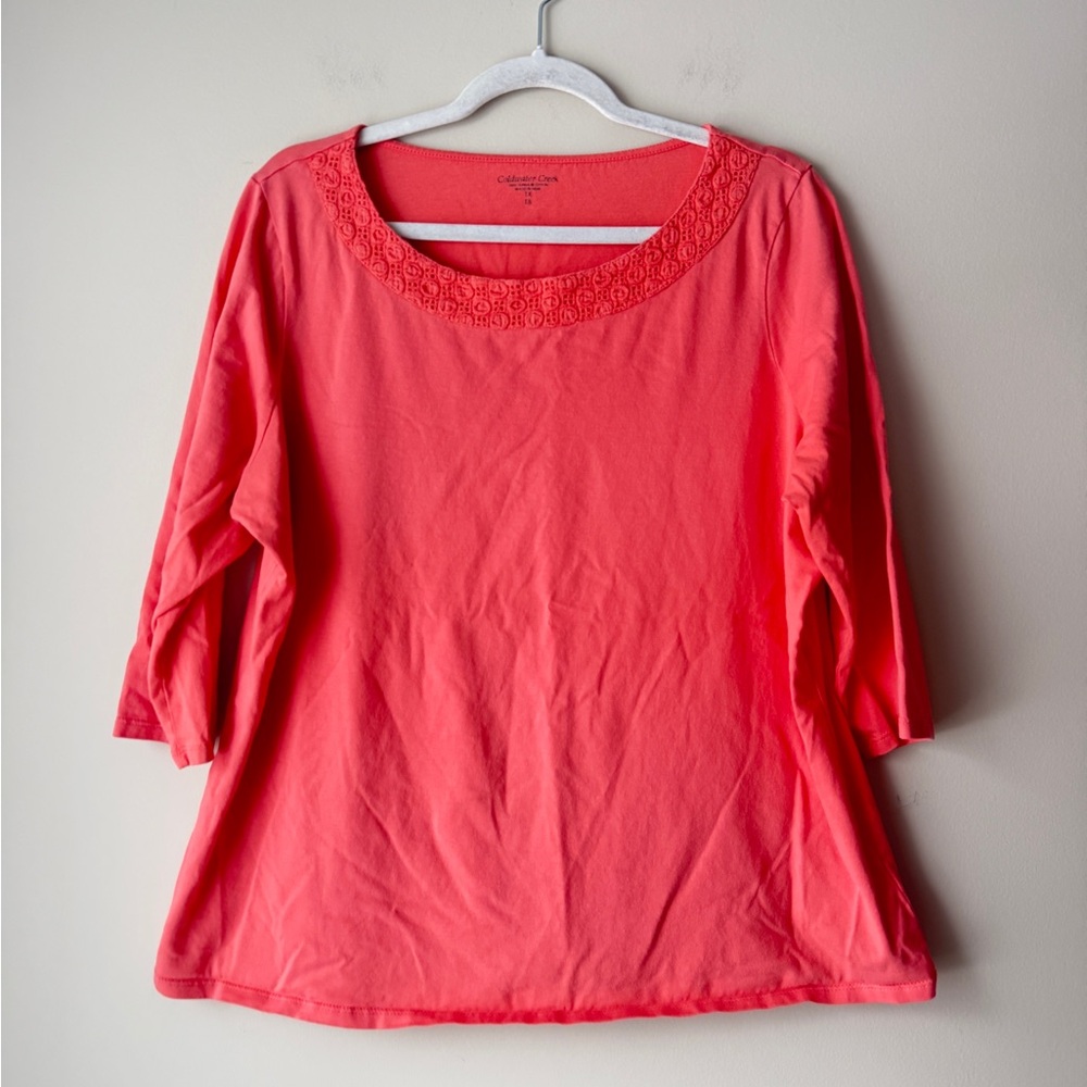 Coldwater Creek Vibrant Coral Long Sleeve Top